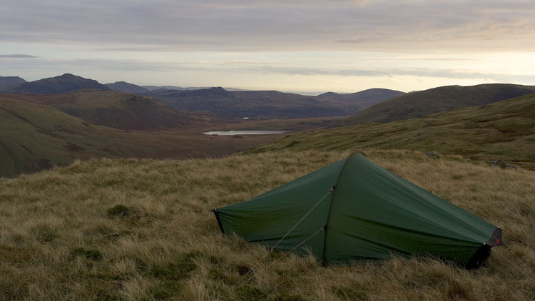 Burnmoor Tarn from the pitch on Yewbarrow Burnmoor Tarn from the pitch on Yewbarrow