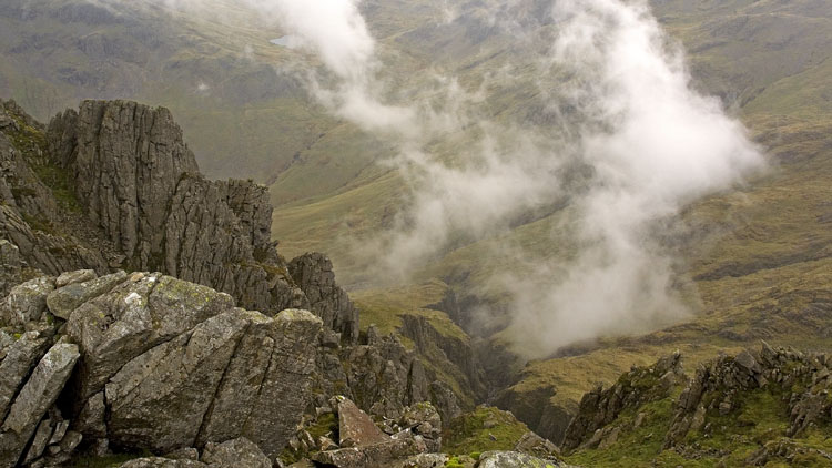 Mist veils over Piers Gill from Lingmell Mist veils over Piers Gill from Lingmell
