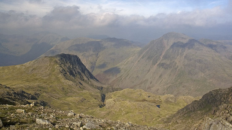 Hazy view from Broad Crag col Hazy view from Broad Crag col