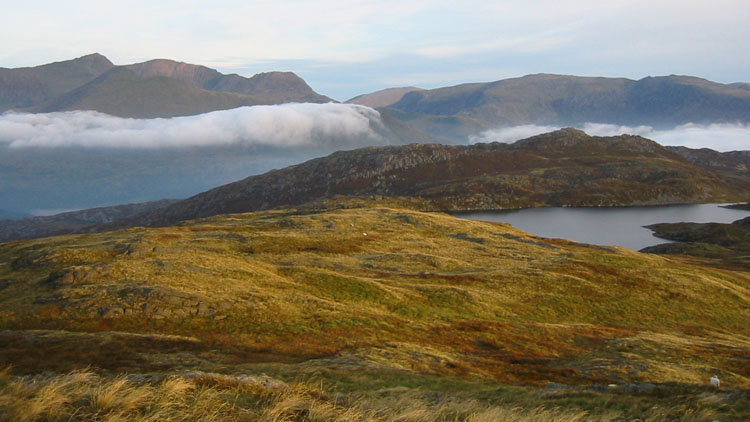 Snowdon horseshoe & Glyders over Llyn Edno Snowdon horseshoe & Glyders over Llyn Edno
