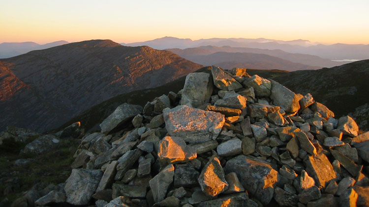 Dawn light on the mountains from Rhinog Fach pitch Dawn light on the mountains from Rhinog Fach pitch