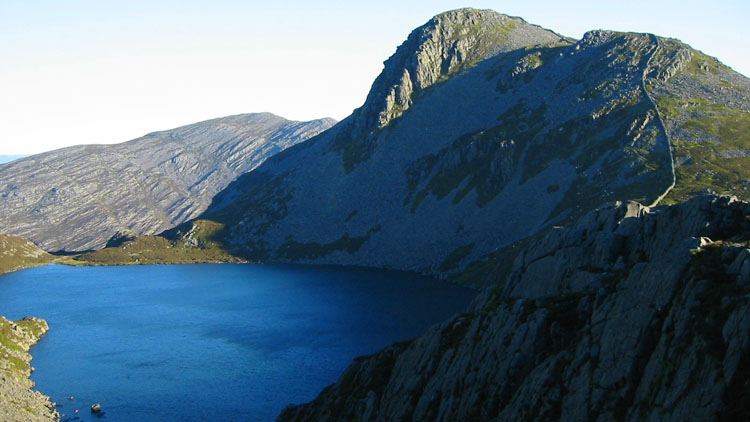 Rhinog Fach and Llyn Hywel with Rhinog Fawr beyond Rhinog Fach and Llyn Hywel with Rhinog Fawr beyond