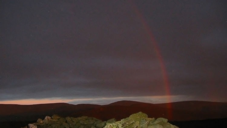 Early rainbow from tent pitch on Mynydd Tarw Early rainbow from tent pitch on Mynydd Tarw