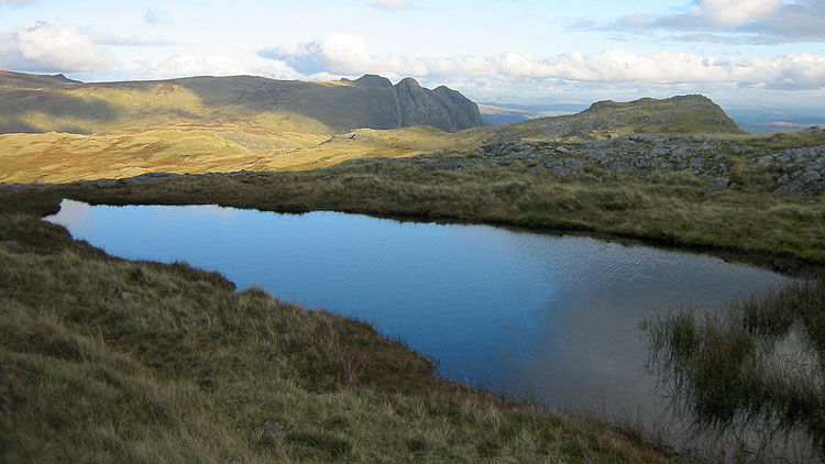 Pool near Esk Hause with the Langdale Pikes beyond Pool near Esk Hause with the Langdale Pikes beyond