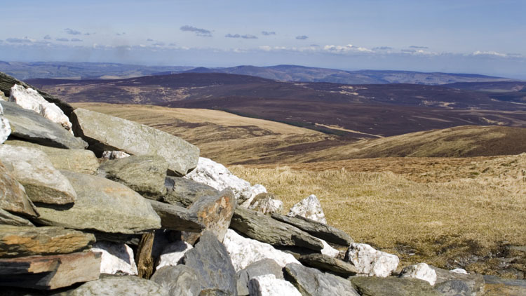 Moel Fferna and Llangollen hills from Cadair Bronwen Moel Fferna and Llangollen hills from Cadair Bronwen