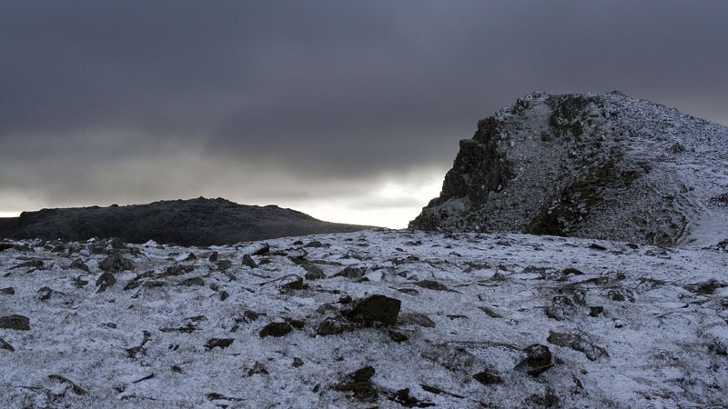 Snow at the summit of Y Garn Snow at the summit of Y Garn