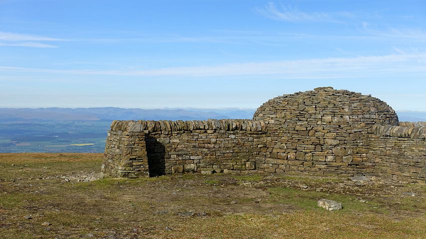 View to Lake District mountains from Cross Fell summit
