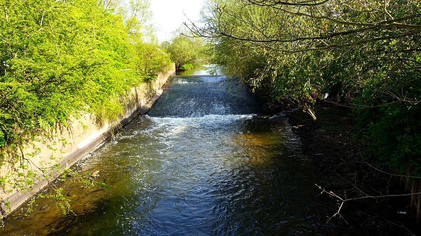 River Bollin weir at Little Bollington