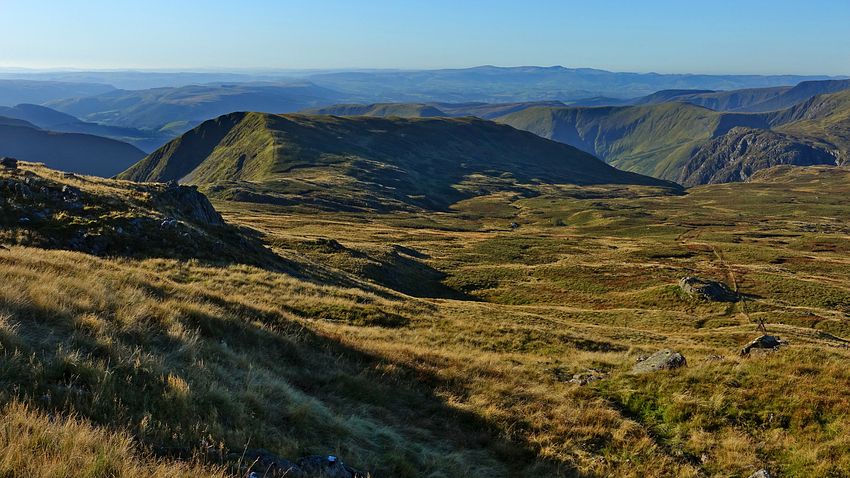 Gwaun y Llwyni & upper Camddwr from ascent of Aran Fawddwy