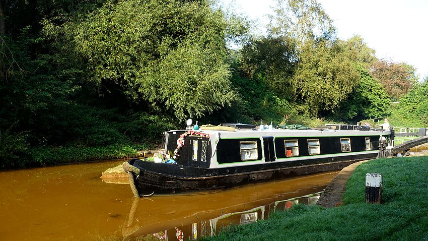Narrowboat on the locks near Kidsgrove