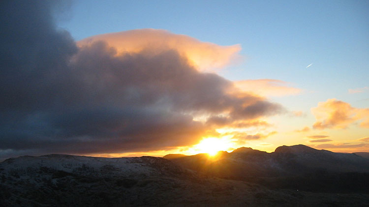 Sunrise over The Scafells from Haycock pitch