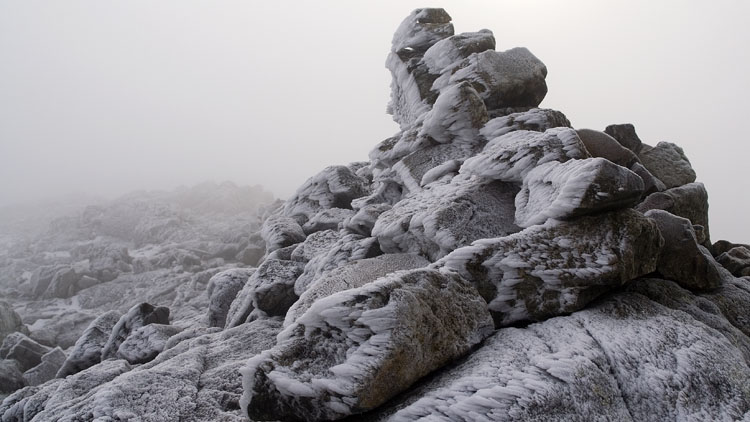 Frozen cairn on Sca Fell Frozen cairn on Sca Fell