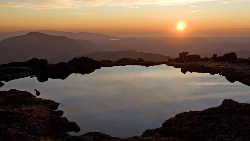 Sunset over main tarn on Little Stand