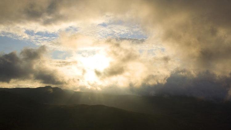 Early sun breaks through the mist