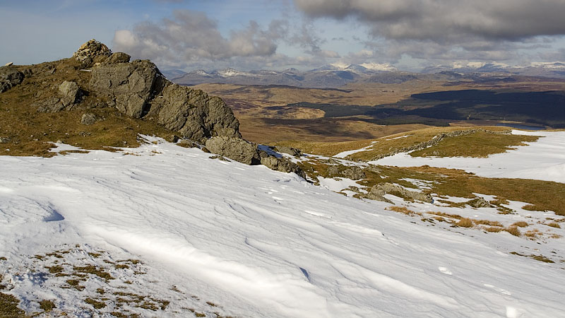 The distant Carneddau from Moel Llyfnant