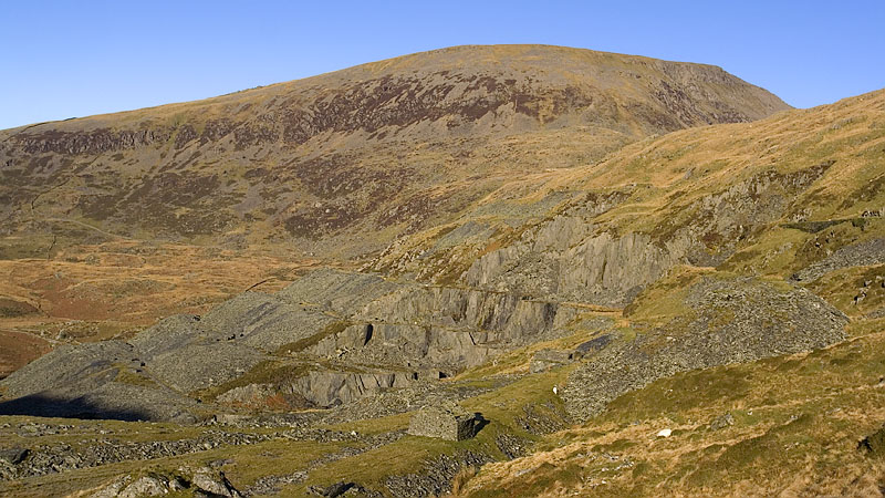 Moel Hebog & old quarries from foot of Moel-ddu Moel Hebog & old quarries from foot of Moel-ddu
