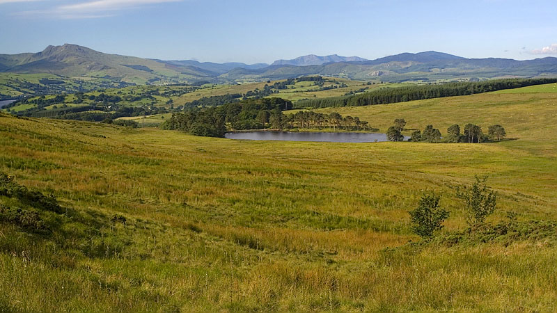 Llyn Maen Bras with the Arans, Cadair Idris & Dduallt