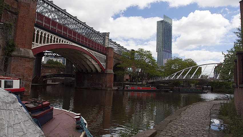 Castlefield canal basin, Beetham Tower beyond Castlefield canal basin, Beetham Tower beyond