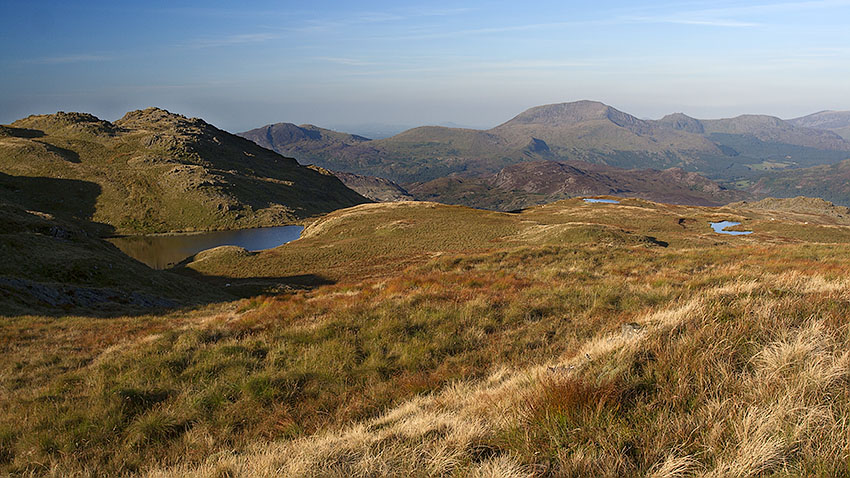 Y Cyrniau & Hebog ridge from tent pitch Y Cyrniau & Hebog ridge from tent pitch