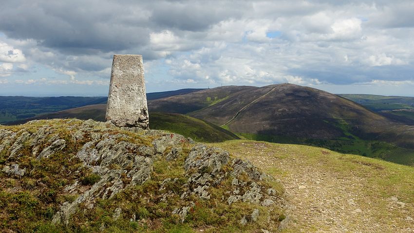 View ahead to Moel y Gamelin from Moel Morfydd