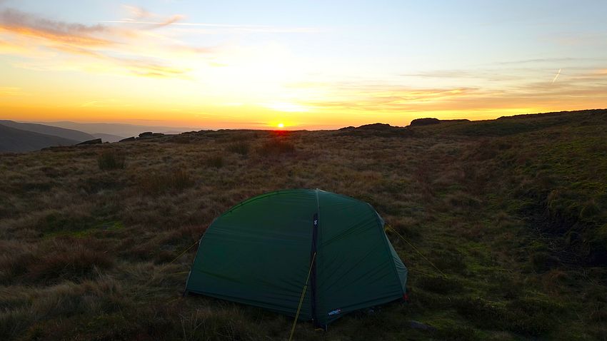 Sunset from pitch near Kinder Downfall Sunset from pitch near Kinder Downfall