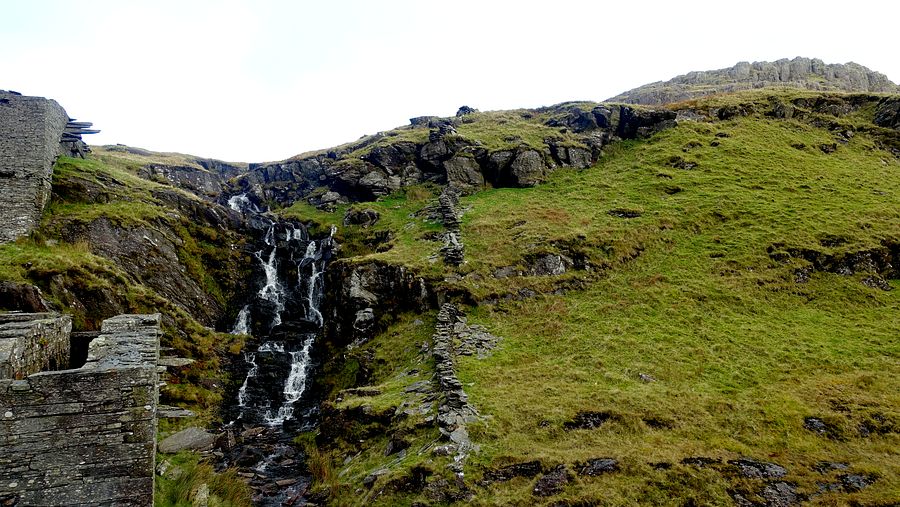 Falls in Cwmorthin quarry ruins